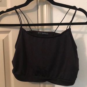 Blank Cropped Tank Top with Double Strap Detail